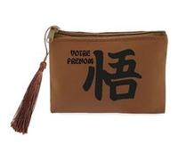 Porte monnaie et porte cles marron Taperso avec motif go style signe japonais personnalisable Marron G