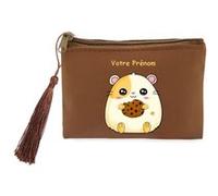 Porte monnaie et porte cles marron Taperso avec motif hamster et cookie facon kawaii personnalisable Marron G