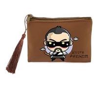Porte monnaie et porte cles marron Taperso avec motif ninja style samourai kawaii personnalisable Marron G
