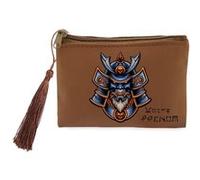 Porte monnaie et porte cles marron Taperso avec motif samourai facon tete de mort manga personnalisable Marron G