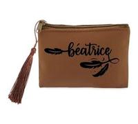 Porte monnaie et porte cles marron Taperso avec votre prenom 6 motif lune personnalisable Marron G