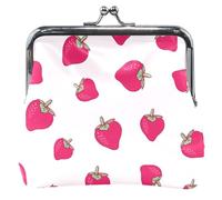 Porte-monnaie et sacs à main en cuir rose fraise juteuse personnalisé mignon baiser fermeture éclair poche à monnaie, rose fraise juteuse, classique, rose fraise juteuse, classique, Rose fraise