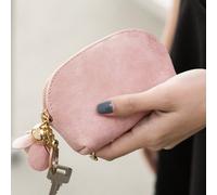 Porte-monnaie étanche léger pour femmes avec porte-clés, décoration florale à franges, en PU de couleur unie, petit sac de rangement pour clés et rouge à lèvres, convient pour usage quotidien pour étu