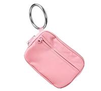 Porte-monnaie, étui à cartes à fermeture éclair avec fenêtre pour carte d'identité, porte-clés portefeuille pour femme en nylon imperméable pour le shopping, les voyages, rose, Refer to description