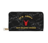 Porte Monnaie Femme 34E Division D'Infanterie De L'Armée Américaine Bourse Pochette Original Retro Femme Pouch Bourse Souple Porte-Feuille en Cuire pour Ami, Amoureux, Homme