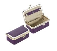 Porte Monnaie Femme Boîte à Bijoux en Cuir véritable, Mini étui for bagues, Colliers et Boucles d'oreilles, Porte-Monnaie Kiss Lock for Femmes(Deep Purple)