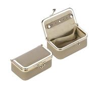 Porte Monnaie Femme Boîte à Bijoux en Cuir véritable, Mini étui for bagues, Colliers et Boucles d'oreilles, Porte-Monnaie Kiss Lock for Femmes(Elephant Grey)