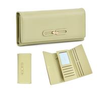 Porte Monnaie Femme Cuir, 19x3,5x9,2cm, Portefeuille Femme Grand Format avec 9 Emplacements Cartes, 3 Compartiments Billets, 1 Poche Monnaie et 1 Emplacement Photo, Porte Feuille Carte Chequier