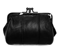 Porte-monnaie Femme Cuir Véritable souple - Bourse Fermoir Clic Clac - 2 Compartiments spacieux - Belle couleur -Noir-LOLUNA®