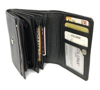 Porte monnaie femme cuir véritable zip, portefeuille, compagnon pour 12 cartes, billet, monnaie, identité, permis -Noir-LOLUNA®