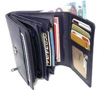 LOLUNA® Porte Monnaie Cuir véritable Compact et spacieux pour pièces, Billets et 2 Cartes bancaire, Homme et Femme Existe en Plusieurs Couleur - Violet