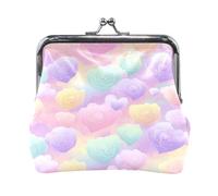 Porte-Monnaie Femme Romantique et ludique avec Motif de cœur et de Roses, Petit Portefeuille en Cuir PU avec Fermeture à Baiser, Pochette compacte personnalisée pour Argent, Cartes et pièces de Mon