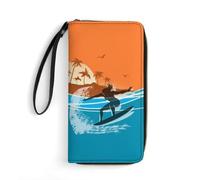 Porte Monnaie Femme Surfeurs Et Îles Tropicales Fille Pochette Original Retro Femme Pouch Bourse Mignonne Coin Purse Wallet pour Ami, Prof, Enfant