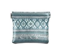 Porte-monnaie femme tribal vert bleu boho petit cuir porte-monnaie portable avec fermeture pour homme femme voyage, Tribal Vert Bleu Boho, 4.33"(L) x 3.74"(W) x 0.39"(H), impression, Tribal vert bleu