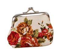 Porte-Monnaie Fermoir Clac - Petit Porte-Monnaie Femme Cuir PU 9 Cm | Jolie Pochette Boucle Vintage | Portefeuille Floral Et Mini Sac Rangement pour Argent Cartes Clés Et Bijoux