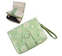 Porte monnaie fille avec impression margarite, poche de pièce à fermeture éclaire, portefeuille d'adolescent PU artificiel pour 7-18 ans, petit porte monnaie avec fentes pour cartes et bracelet