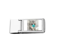 Porte-monnaie fin en acier inoxydable Motif tête de chat triste