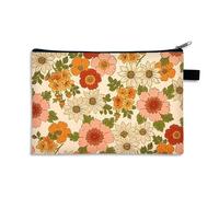 Porte Monnaie Fleurs Beige Petite Trousse Maquillage Trousse Maquillage Femme De Voyage pour Femme Portable Trousse De Maquillage Cosmétique Organiseur,Trousse De Toilette Fille