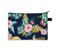Porte Monnaie Fleurs Et Feuilles Petite Trousse Maquillage Trousse Maquillage Femme De Voyage pour Femme Portable Trousse De Maquillage Cosmétique Organiseur,Trousse De Toilette Fille
