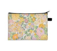 Porte Monnaie Fleurs Jaunes Petite Trousse Maquillage Trousse Maquillage Femme De Voyage pour Femme Portable Trousse De Maquillage Cosmétique Organiseur,Trousse De Toilette Fille