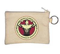 Porte-monnaie flexible avec inscription « Building Muscle Since Day One Train Insane Or Remain The Same Bodybuilder » Beige