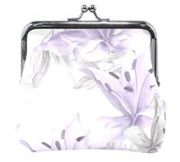 Porte-monnaie floral en cuir avec boucle de verrouillage pour homme et femme Motif fleurs de lys, Fleurs de lys florales, OneSize