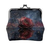 Porte-monnaie Galaxy Cosmic Rose Fusion imprimé Kiss Lock, compact et durable, facile à transporter, Noir , Taille unique, Pochette à monnaie