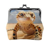 Porte-monnaie gecko motif léopard sable, petit porte-cartes, portefeuille pour hommes et femmes, pour le shopping et les sorties décontractées, noir, One Size, Art déco