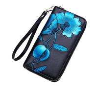 Porte-monnaie homme pour cartes et billets, bracelet femme avec dragonne, porte-monnaie long, grande capacité, multiple, étui pour cartes, poche zippée, bleu, Taille unique