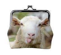 Porte-monnaie humoristique avec motif de mouton mignon et coquin, avec fermeture à baiser, petite pochette vintage pour homme et femme, Noir , Taille unique, Pochette à monnaie