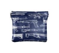 Porte-monnaie imperméable en cuir synthétique avec des armes dessinées par des lignes blanches, bleu marine, pour femme et fille