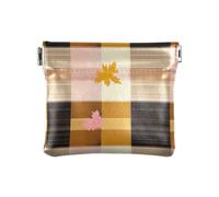 Porte-monnaie imperméable en cuir synthétique avec motif écossais jaune et or rose pour femme, Buffalo Plaid Carreaux Jaune Feuilles Or Rose, 1 size, Impression artistique