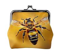 Porte-monnaie imprimé abeille volante, mini porte-monnaie pour femme, petit porte-monnaie pour carte de crédit, carte d'identité, clé, noir, One Size, Vintage