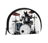 Porte-monnaie imprimé batteur pochette coquille, mini sac de rangement, sac de maquillage pour femme et fille, Noir , Taille unique, Pochette à monnaie