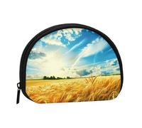 Porte-monnaie imprimé champ de blé, porte-monnaie portable avec fermeture éclair, sac cosmétique, porte-monnaie, mini sac de maquillage pour femme pour ranger de la monnaie, des cartes, des clés