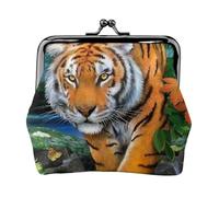 Porte-monnaie imprimé drapeau américain spartiate pour femme mignon en cuir synthétique avec verrou à baiser, Tigre Papillon Oiseau, One Size, Pochette à monnaie