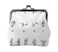 Porte-monnaie imprimé drapeau américain spartiate pour femme mignon en cuir synthétique avec verrou à baiser, Alphabet en langue des signes 1, One Size, Pochette à monnaie