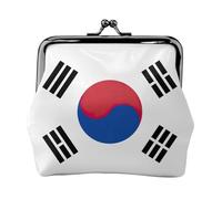 Porte-monnaie imprimé drapeau de la République de Corée avec serrure à baiser, petite pochette vintage pour homme et femme, Noir , Taille unique, Pochette à monnaie