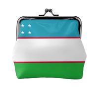 Porte-monnaie imprimé drapeau de la République d'Ouzbékistan, portefeuille léger et minimaliste pour festivals de musique et concerts, Noir , Taille unique, Art Déco