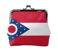 Porte-monnaie imprimé drapeau de l'État de l'Ohio, mini porte-monnaie pour femme, petit porte-monnaie pour carte de crédit, carte d'identité, clé, noir, One Size, Vintage