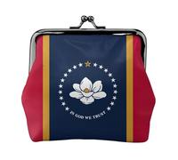 Porte-monnaie imprimé drapeau de l'État du Mississippi - Mini porte-monnaie pour femme - Petit porte-monnaie pour carte de crédit, carte d'identité et clés, noir, One Size, Vintage