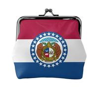 Porte-monnaie imprimé drapeau de l'État du Missouri, mini porte-monnaie pour femme, petit porte-monnaie pour carte de crédit, carte d'identité, clé, noir, One Size, Vintage