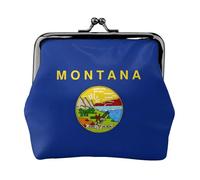 Porte-monnaie imprimé drapeau de l'État du Montana, mini porte-monnaie pour femme, petit porte-monnaie pour carte de crédit, carte d'identité, clé, noir, One Size, Vintage
