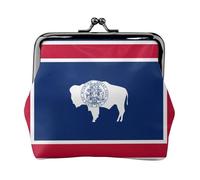 Porte-monnaie imprimé drapeau de l'État du Wyoming, mini porte-monnaie pour femme, petit porte-monnaie pour carte de crédit, carte d'identité, clé, noir, One Size, Vintage