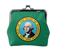 Porte-monnaie imprimé drapeau de Washington, mini porte-monnaie pour femme, petit porte-monnaie pour carte de crédit, carte d'identité, clé, noir, One Size, Vintage