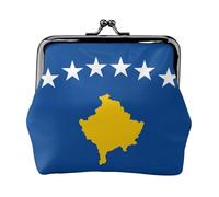 Porte-monnaie imprimé drapeau du Kosovo, portefeuille léger et minimaliste pour festivals de musique et concerts, Noir , Taille unique, Art Déco