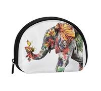 Porte-monnaie imprimé éléphant porte-monnaie portable avec fermeture éclair, sac cosmétique, porte-monnaie, mini sac de maquillage pour femme pour ranger de la monnaie, des cartes, des clés