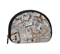 Porte-monnaie imprimé en HD pour journaux, pochette de rangement, sac de maquillage pour femme et fille, Noir , Taille unique, Pochette à monnaie