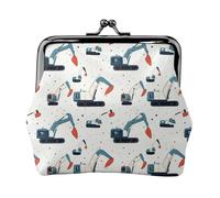 Porte-monnaie imprimé excavatrice de dessin animé pour femme, porte-monnaie avec serrure à baiser, petit porte-monnaie en cuir synthétique