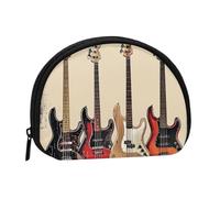 Porte-monnaie imprimé guitare basse instruments de musique, porte-monnaie portable avec fermeture éclair, sac à cosmétiques, porte-monnaie, mini sac de maquillage pour femme pour ranger de la monnaie